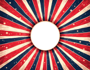 vector illustration of a white circle surrounded by white and red and blue starburts pattern