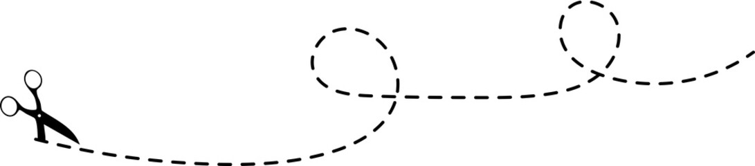 Set of scissors with cut lines