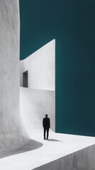 Thoughtful human Embodying Self-Reflection and Self-Awakening, Centered on a Minimalist environment Background, the concept of soul healing, Graphic Resources, Wallpapers, illustration, 