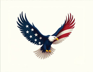 Obraz premium an illustration of an eagle with stars and stripes of american flag pattern and color on it wings