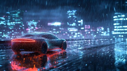 Driverless Car Navigating Through Rainy Urban Nightscape with Active Sensor Scanning