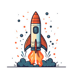 Naklejka premium Rocket icon. Space rocket launch. Spaceship image. Vector illustration.