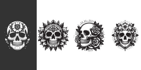 set skull design vector illustration