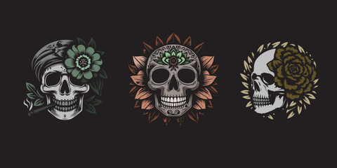 set skull design vector illustration
