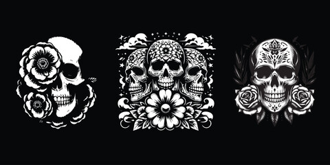 set skull design vector illustration