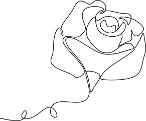 The flower is drawn as a continuous line. Vector illustration.