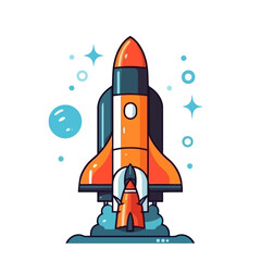 Fototapeta premium Rocket icon. Space rocket launch. Spaceship image. Vector illustration.