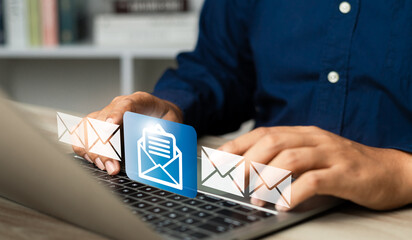 New email notification alerts concept for Digital marketing business communication through virtual...