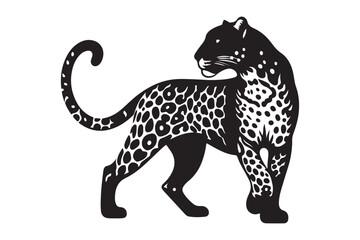 Black Leopard Silhouette Simple Vector Design