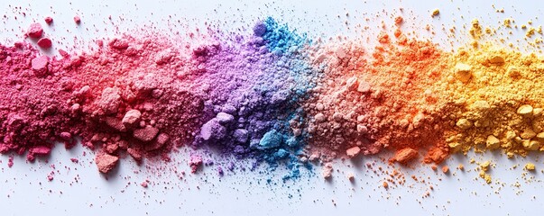 Obraz premium Colorful powders on white background. Background, banner, wallpaper