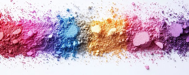 Obraz premium Colorful powders on white background. Background, banner, wallpaper