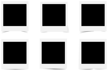 Empty realistic photo frames with different shadows old paper design photos frames.