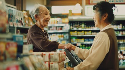 Obraz premium An elderly woman, serene and pensive, listens to music with her eyes closed, completely lost in the moment while wearing large headphones.