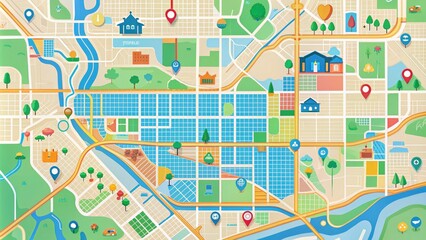 Detailed street map of Edmonton, Alberta, showcasing major roads, neighborhoods, parks, and waterways, with colorful icons and a modern, minimalist design aesthetic.