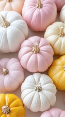 Pastel-coloured pumpkins. Background, wallpaper, banner