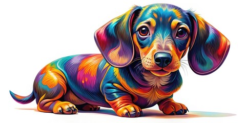 puppy like dachshund graphics with bright colors and cute details