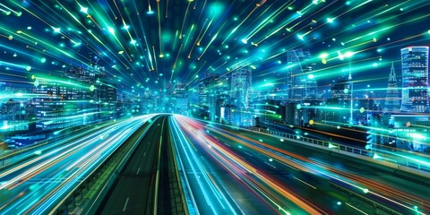 Fototapeta premium Graphic depiction of information highways and data superhighways in a virtual space