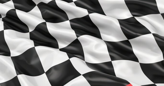black and white checkered flag cloth fabric flow ripple close up shot win