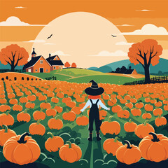 landscape with pumpkins