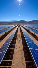 Fototapeta premium industrial solar panels in desert