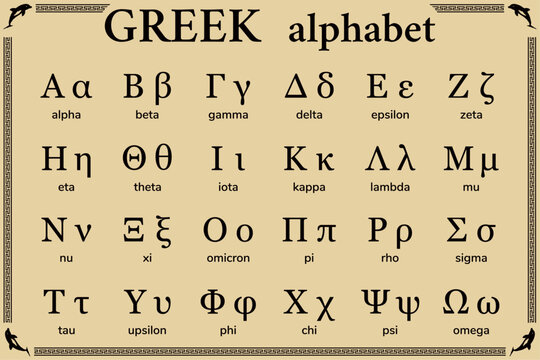 Greek alphabet letters. Education. Science. School. Vector illustration.