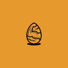 Egg strong arm logo design.