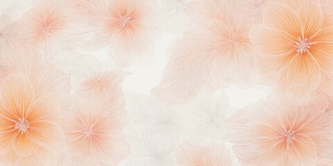 Abstract background repeating pattern orange light pink flowers
