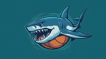 Naklejka premium Shark Basketball Logo, team icon.