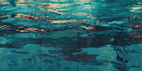 water surface in swimming pool ripple flow wave light reflection dark tone