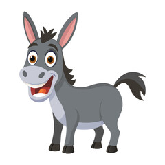 Illustration of donkey smiling and happy Isolated on white 