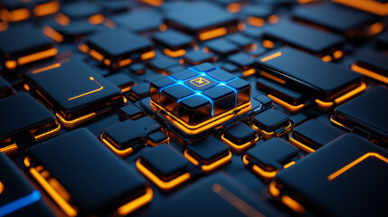 Fototapeta premium Abstract 3D grid representing a website’s architecture, backend development visualization, digital infrastructure