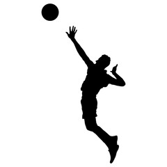 Volleyball Player Silhouette. Vector Illustration Isolated on White Background.