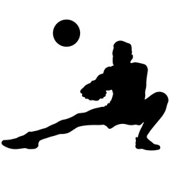 Volleyball Player Silhouette. Vector Illustration Isolated on White Background.