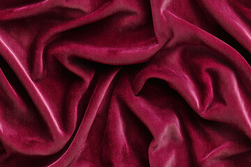 Flat lay top view texture of soft red velvet seamless pattern background