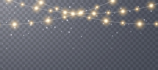 Vector Christmas lights. Christmas garland PNG. Christmas light PNG. Christmas decoration, LED lamps. © Максим Славов