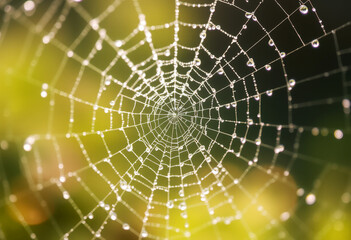 Naklejka premium Morning Jewels Dew on a Spiderweb