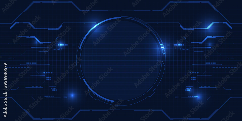 Canvas Prints vector illustration of futuristic blue digital high technology with circle hud and digital circuit e