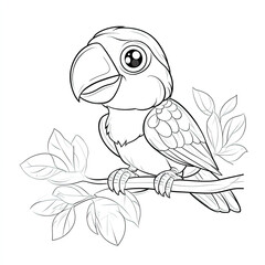 Obraz premium Beautiful Toucan Coloring Page, Tropical Bird Colouring Design for Your Corporate Books and Business Graphic Resource or Creative Project, Ai Generative
