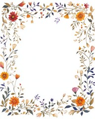 Hand-drawn Mughal garden frame with floral motifs and gold highlights in delicate colors