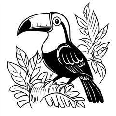 Naklejka premium Beautiful Toucan Coloring Page, Tropical Bird Colouring Design for Your Corporate Books and Business Graphic Resource or Creative Project, Ai Generative