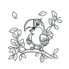 Naklejka premium Beautiful Toucan Coloring Page, Tropical Bird Colouring Design for Your Corporate Books and Business Graphic Resource or Creative Project, Ai Generative