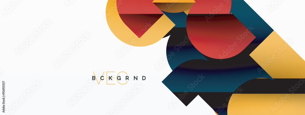Poster abstract background. colorful geometric curve shapes with black shadow lines effects