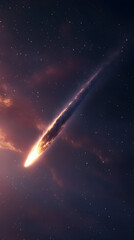 A solitary comet, with its tail stretching into the infinite void.


