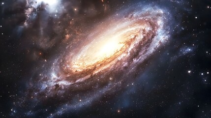 Fototapeta premium Mesmerizing Cosmic Swirl:A Vibrant Galactic Tapestry of Nebulae and Distant Stars