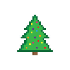 pixel art christmas tree vector icon pixel element for 8 bit game