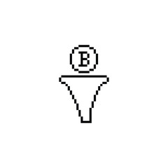 pixel funnel icon. bitcoin sign pixel art icon vector 8 bit game