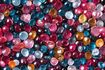 Flat lay top view texture of glass beads seamless pattern background