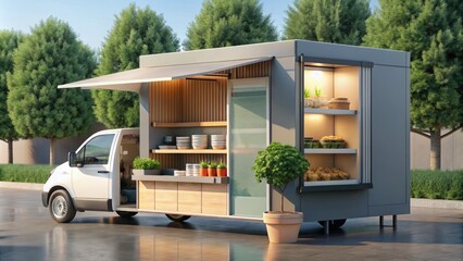 food pickup curbside experience innovative technology seamless order flow quick grab go relaxation minimalist design calming colors