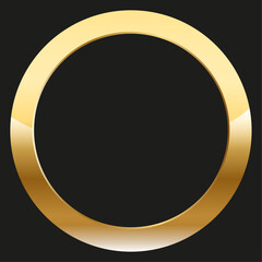 vector and detailed golden ring isolated on black background. Gold ring logo. Victory, honorable achievement, quality product, anniversary.