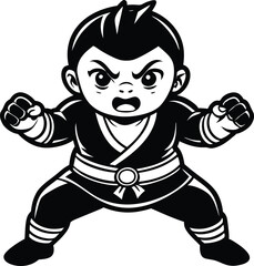 Baby fighter silhouette vector illustration art